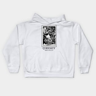 Opening Pandora's Box - Curiosity Killed The Cat -Black Outlined Version Kids Hoodie